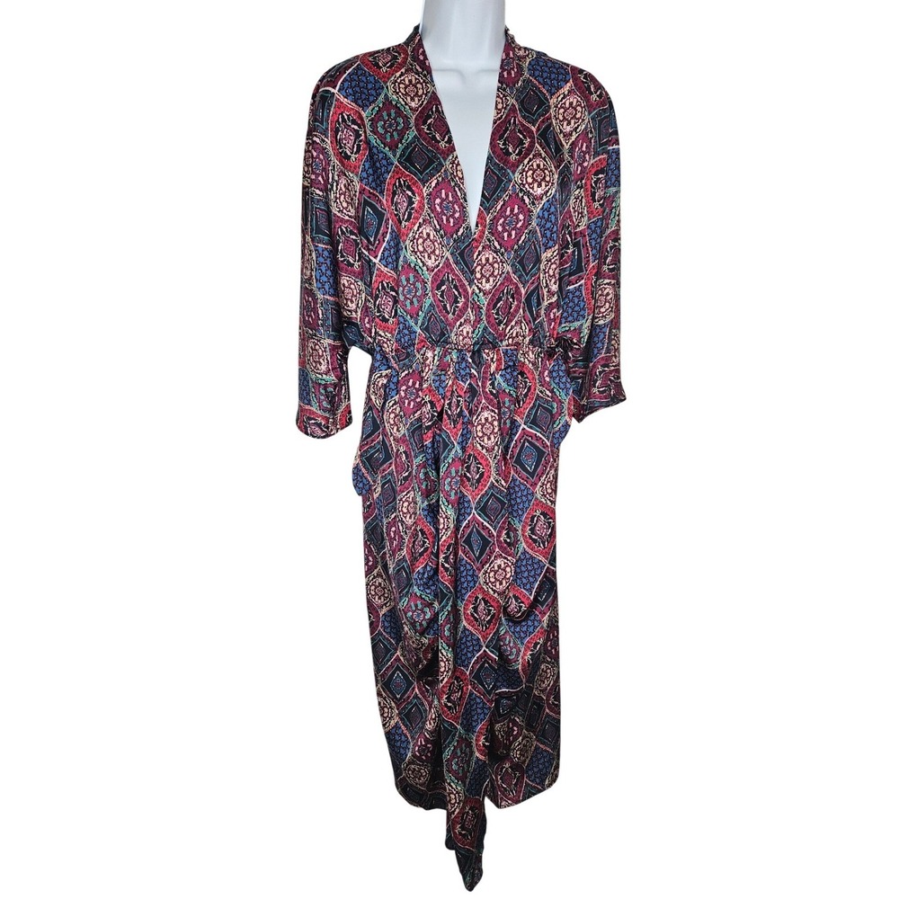 NWT Anthropologie Miska Midi‎ Dress Medium Plum Prune Paisley Print Duster